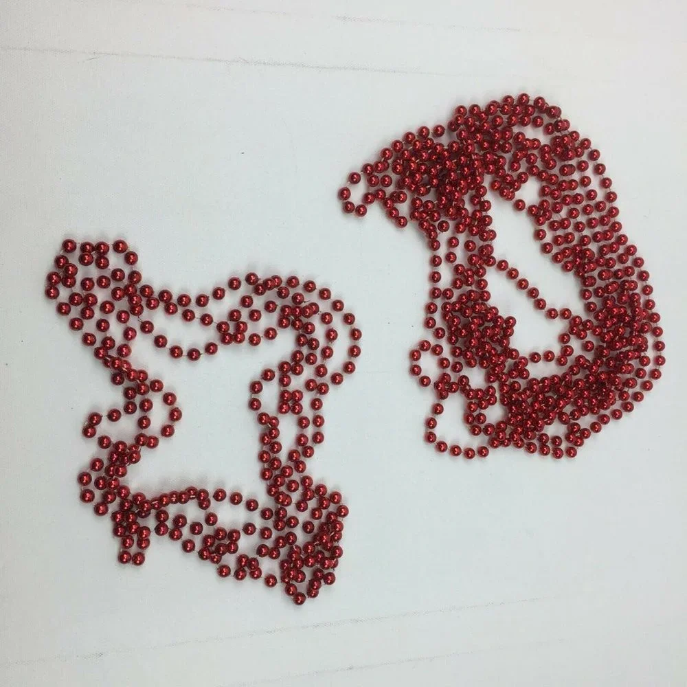Christmas Festive Holiday Decor Red Bead Garlands Set of 2